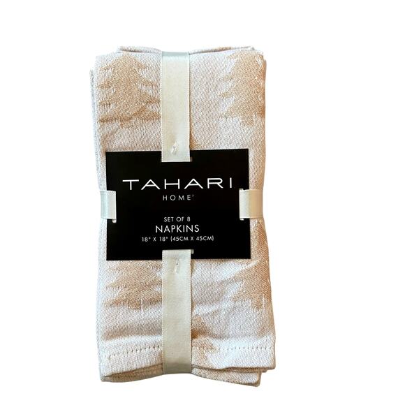 Tahari Christmas Tree Dinner Napkins 18x18 Set of 8 Pink Holiday Shimmer New - Picture 13 of 15